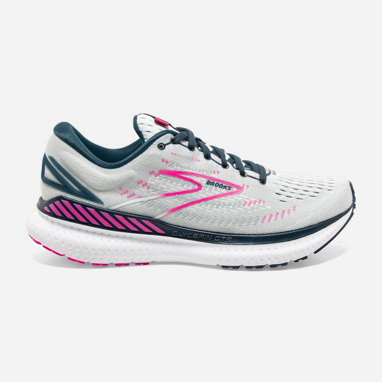 Brooks Glycerin Gts 19 Israel - Women's Max Cushion Road Running Shoes - Ice Flow/Navy/Pink/grey (71